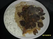 Lebergeschnetzeltes in Metaxa mit Tzaziki - Rezept