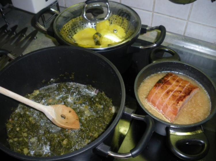 Kasseler mit Grünkohl und Kartoffeln - Rezept