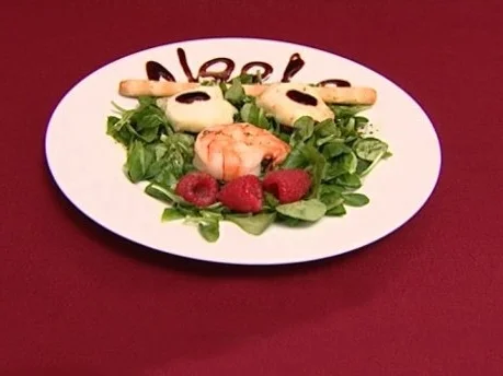 Rezept: Gebratene Hummerkrabbe mit gratiniertem Ziegenkäse auf Rapunzel (Lisa Loch) Gebratene Hummerkrabbe mit gratiniertem Ziegenkäse auf Rapunzel (Lisa Loch) - Rezept