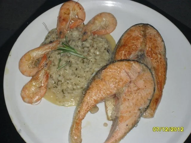 Gebratenes Lackssteak an Rosmarinrisotto - Rezept