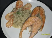 Gebratenes Lackssteak an Rosmarinrisotto - Rezept