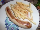 Bratwurst, Pommes ,Feldsalat - Rezept