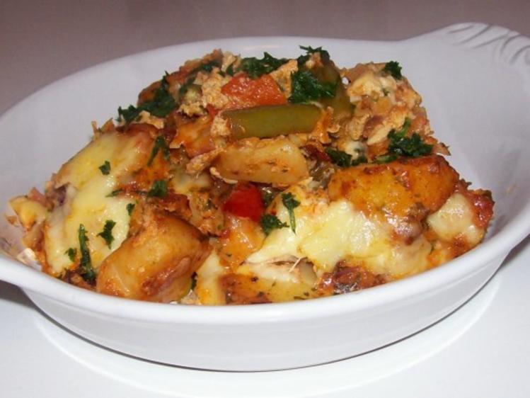 Pikanter Tex Mex Kartoffel Auflauf - einfach - 189 kcal/100g