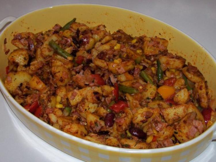 Pikanter Tex Mex Kartoffel Auflauf - einfach - 189 kcal/100g