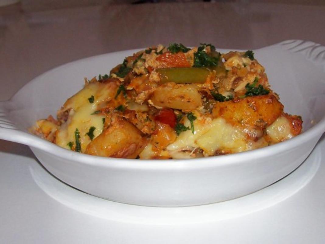 Pikanter Tex Mex Kartoffel Auflauf - einfach - 189 kcal/100g