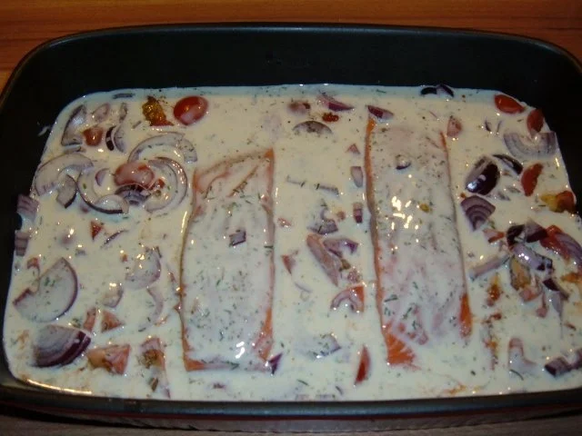 Fisch : Lachs in Dillsoße aus dem Ofen - Rezept - Bild Nr. 3