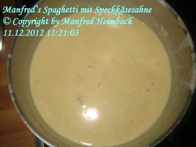 Italienisch – Manfred’s Spaghetti mit Speckkäsesahnesauce - Rezept - Bild Nr. 2