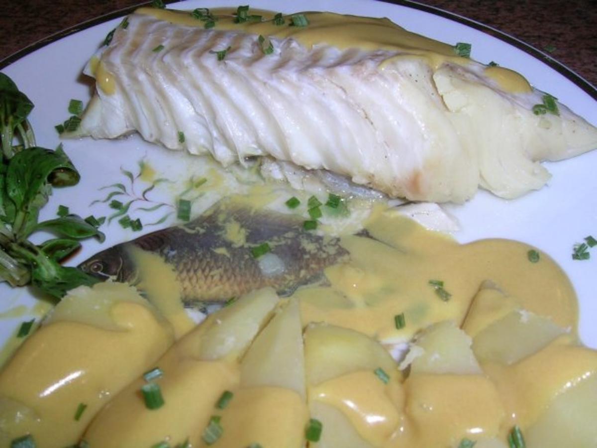 Kabeljau gedünstet mit Senfsauce, - einfach - von rowiwo