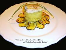 Kabeljaufilet auf Knoblauch - Kartoffelpüree mit Kürbiskernöl und gegrillte Zucchini - Rezept