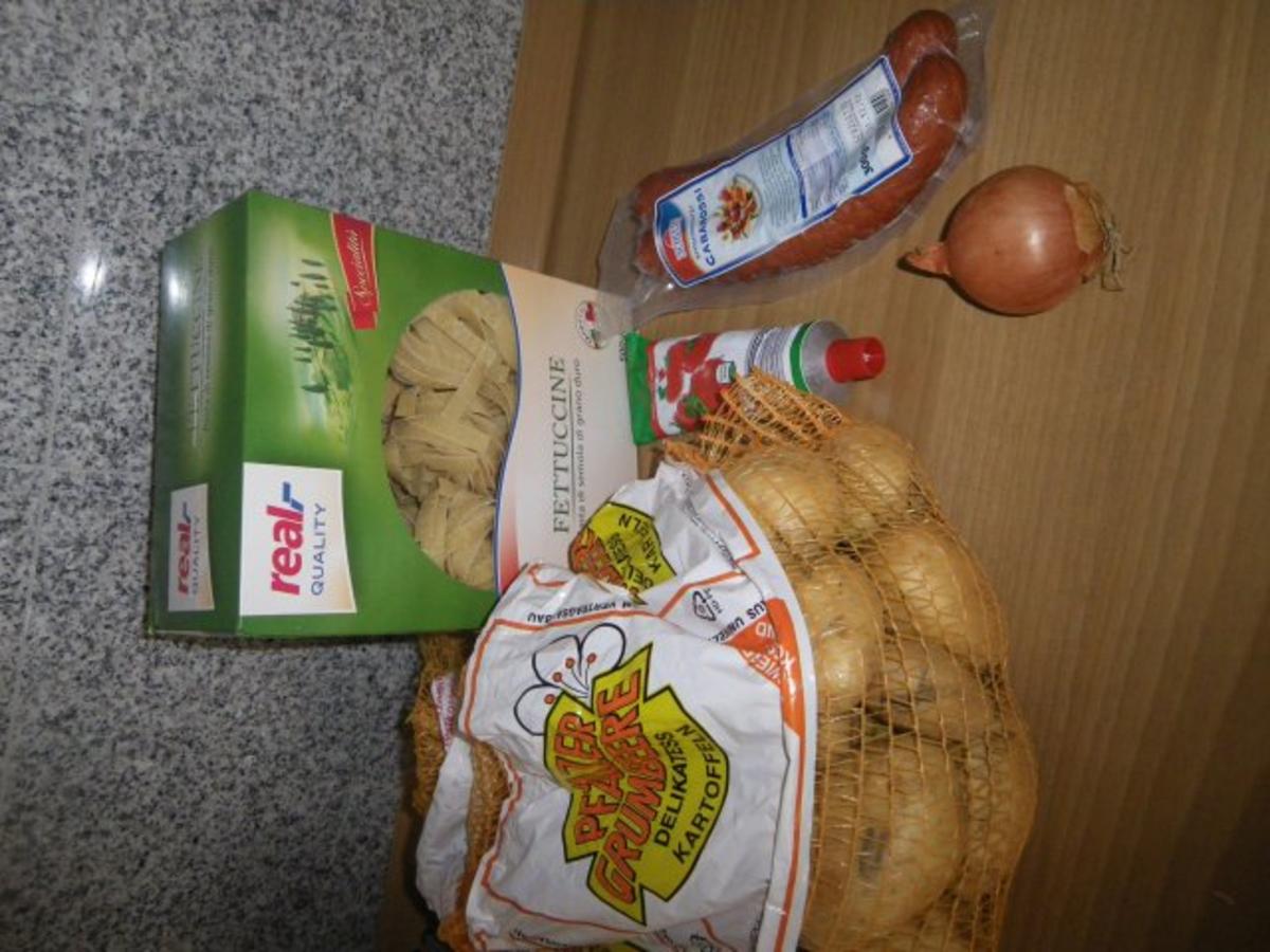 Cabanossi mit Kartoffeln und Nudeln - Rezept - Bild Nr. 2