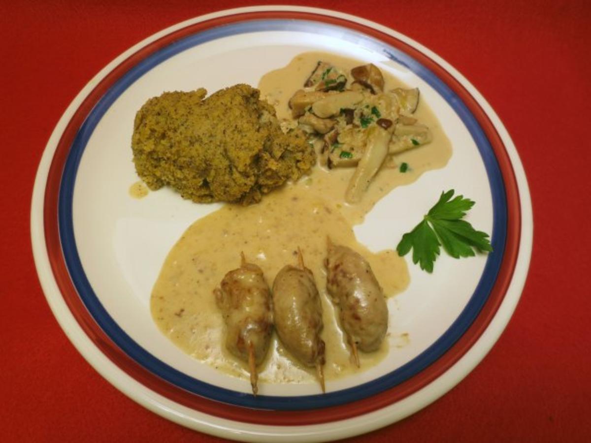 Bilder für Funghi, Uccelli Scappati mit Polenta und Tagliatelle - Rezept