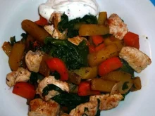 Spinatpfanne mit Quarktopping - Rezept