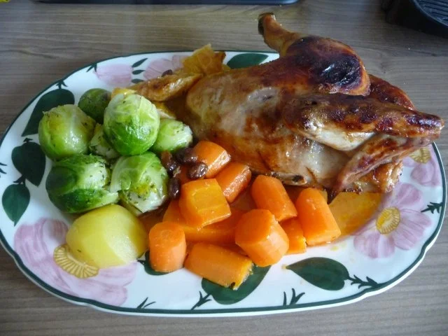 3. Adventsessen / Adventsmenü Orangenhähnchen in Rosinensoße mit Rosenkohl und Kartoffeln - Rezept - Bild Nr. 2