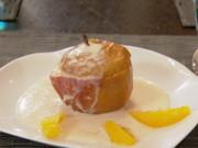 Bratapfel "Winterzauber" mit karamellisierten Orangenfilets und Vanille Zimt Sauce - Rezept