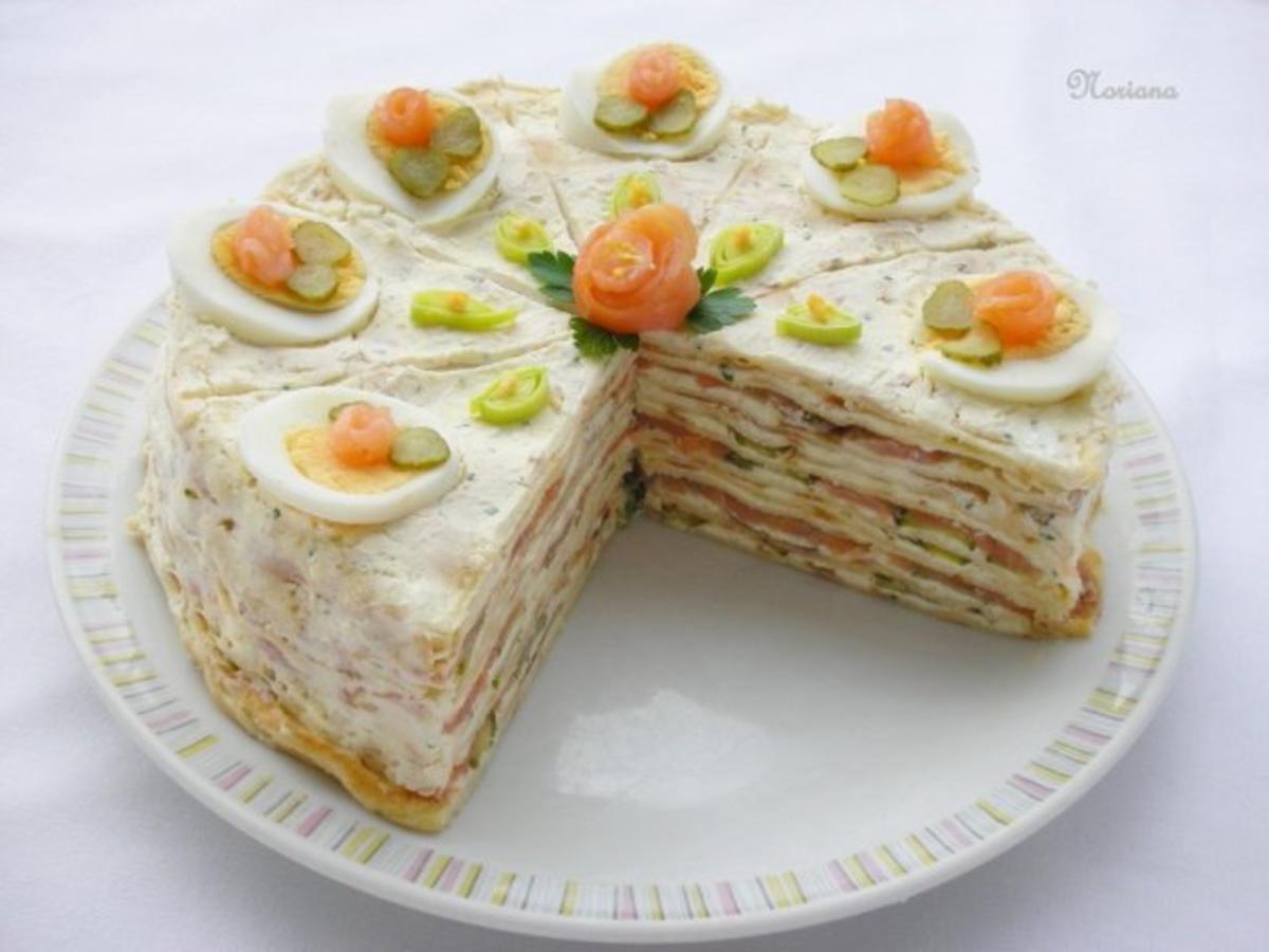Pikante Crepes - Torte mit Räucherlachs - Rezept - Bild Nr. 2