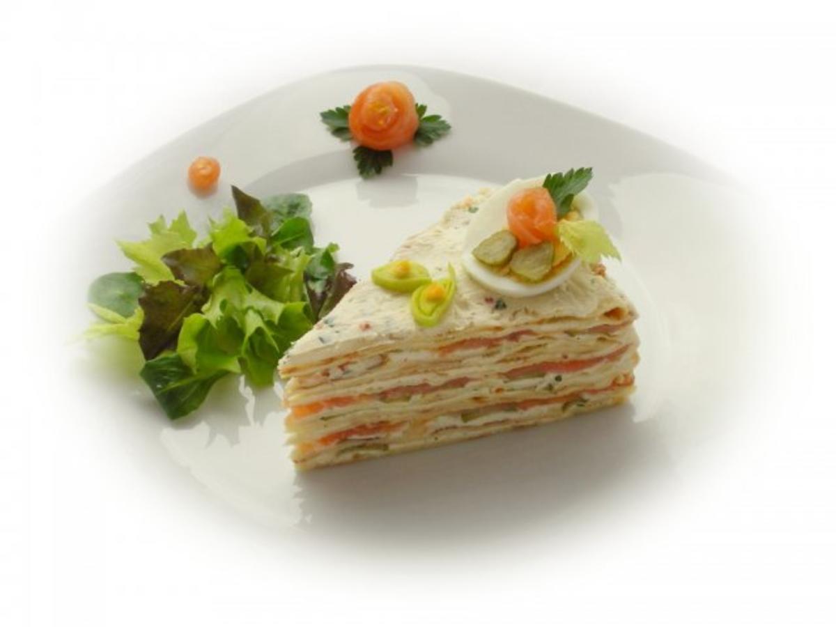 Pikante Crepes - Torte mit Räucherlachs - Rezept - Bild Nr. 3