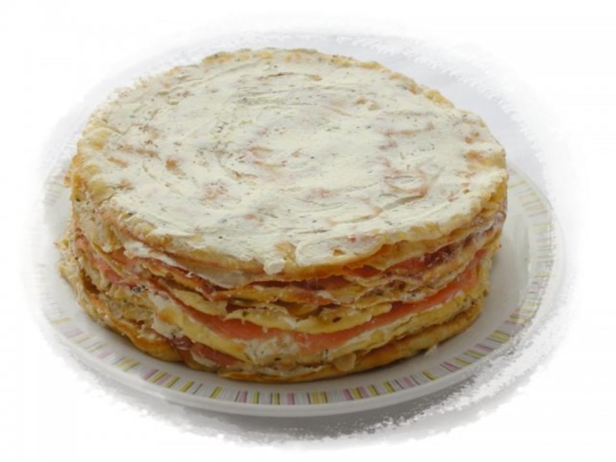 Pikante Crepes - Torte mit Räucherlachs - Rezept - Bild Nr. 12