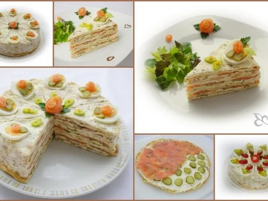 Rezept: Pikante Crepes - Torte mit Räucherlachs Bild Nr. 18 Pikante Crepes - Torte mit Räucherlachs - Rezept - Bild Nr. 18