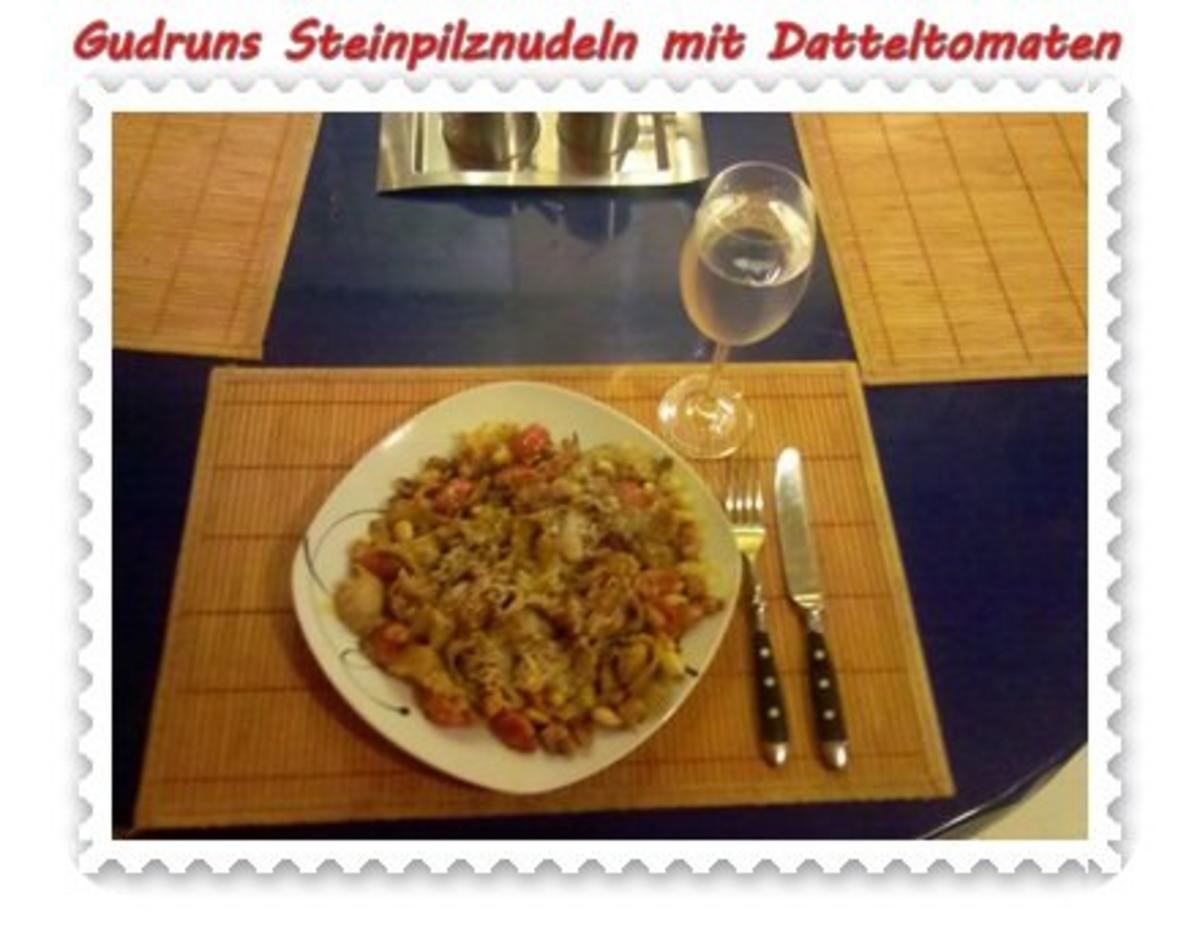 Nudeln: Steinpilznudeln mit Datteltomaten, Speck und Parmesan - Rezept - Bild Nr. 8