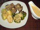 Gefüllter Hackbraten mit Rosenkohl in Senfsoße - Rezept