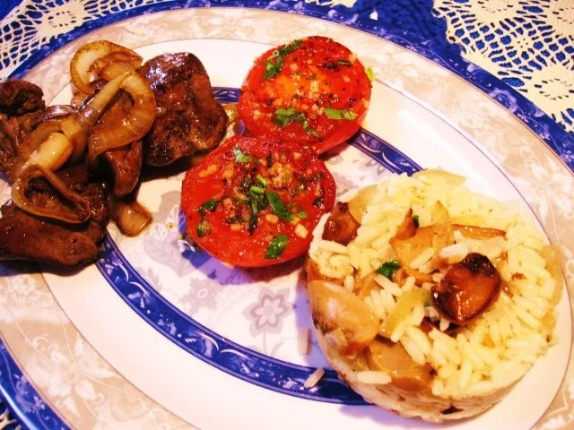 Rezept: Reis mit Zwiebel-Champignons ... Reis mit Zwiebel-Champignons ... - Rezept