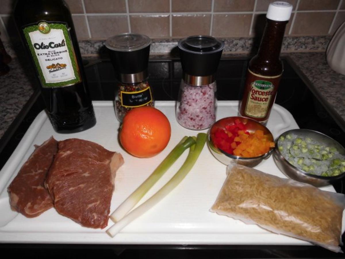 Steak in Orangensoße mit Gemüsereis>> - Rezept - Bild Nr. 2