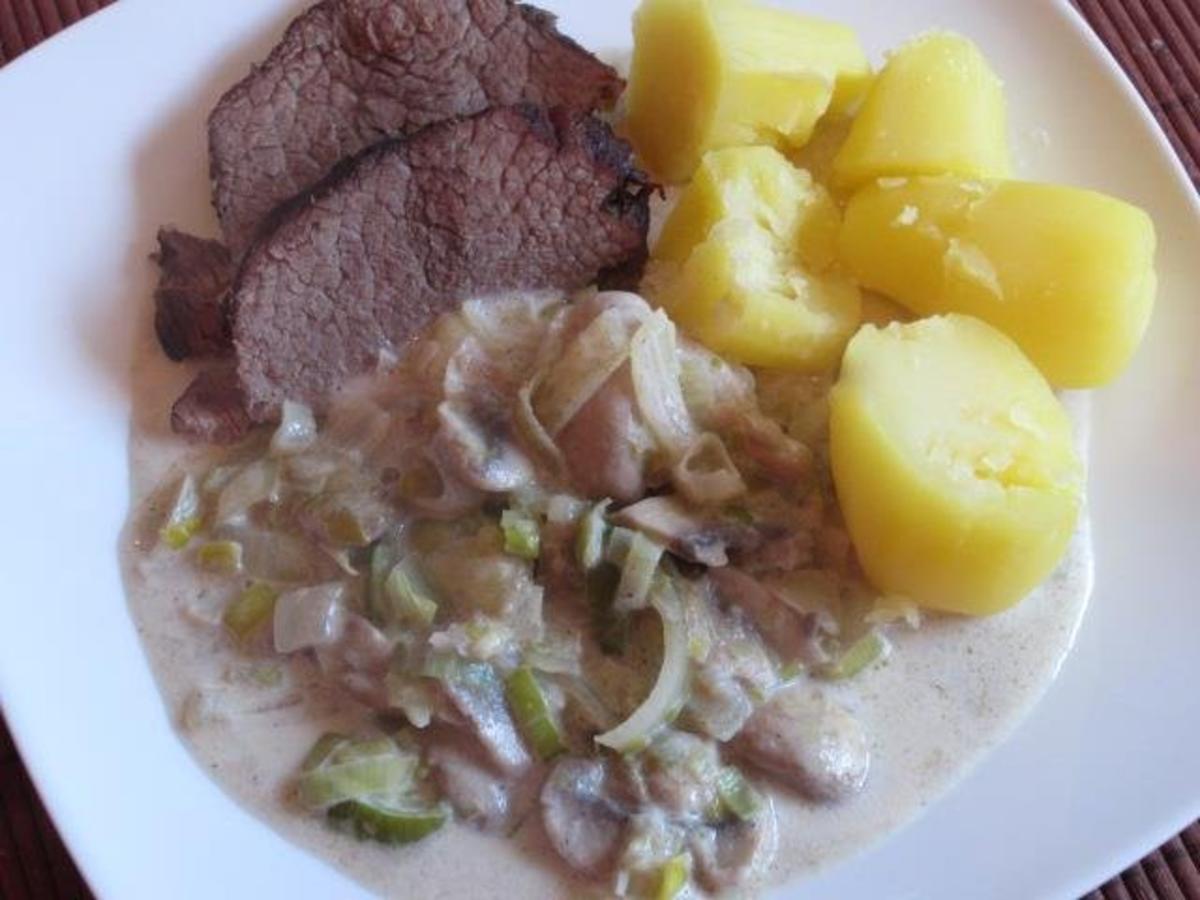 Bilder für Rinderbraten mit Poree - Champignons Gemüse - Rezept