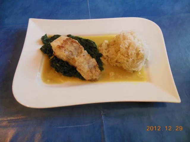 Kochen:Kabeljau mit Basmatireis, Spinat und Kokos-Currysoße - Rezept