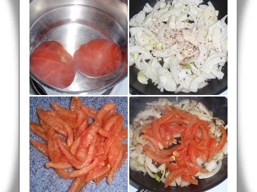 Seezunge auf gebratenem Fenchel-Tomatengemüse, Kartoffelpüree und Safran-Vanille-Sauce - Rezept - Bild Nr. 3