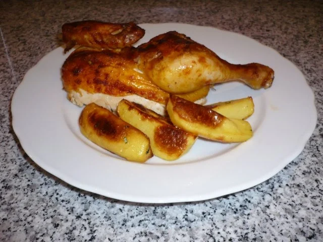 Brathähnchen mit Kartoffelspalten (histaminfrei) - Rezept