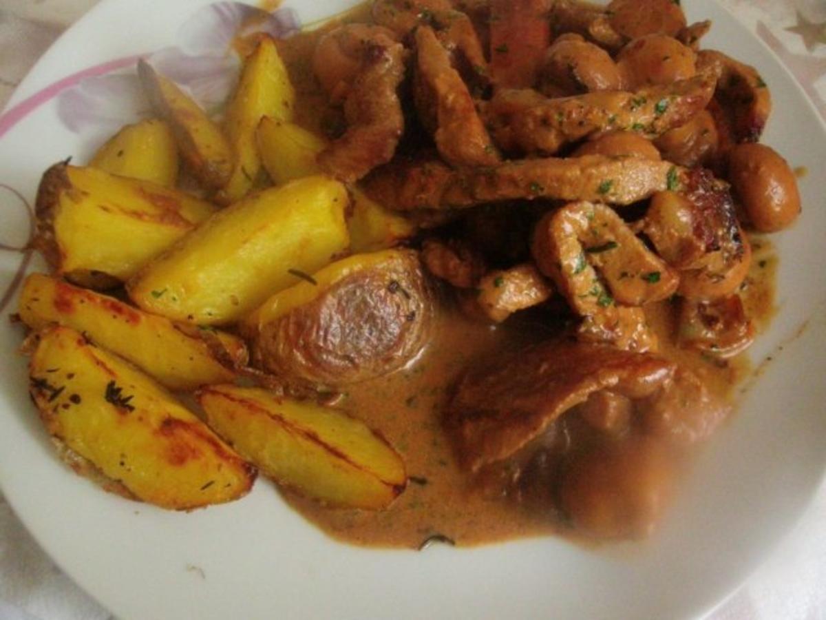 Rahmpfännchen mit Kotelett  Pilzen und Backofenkartoffeln - Rezept - Bild Nr. 15