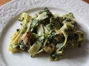 Bandnudeln mit Lachs und Spinat - Rezept