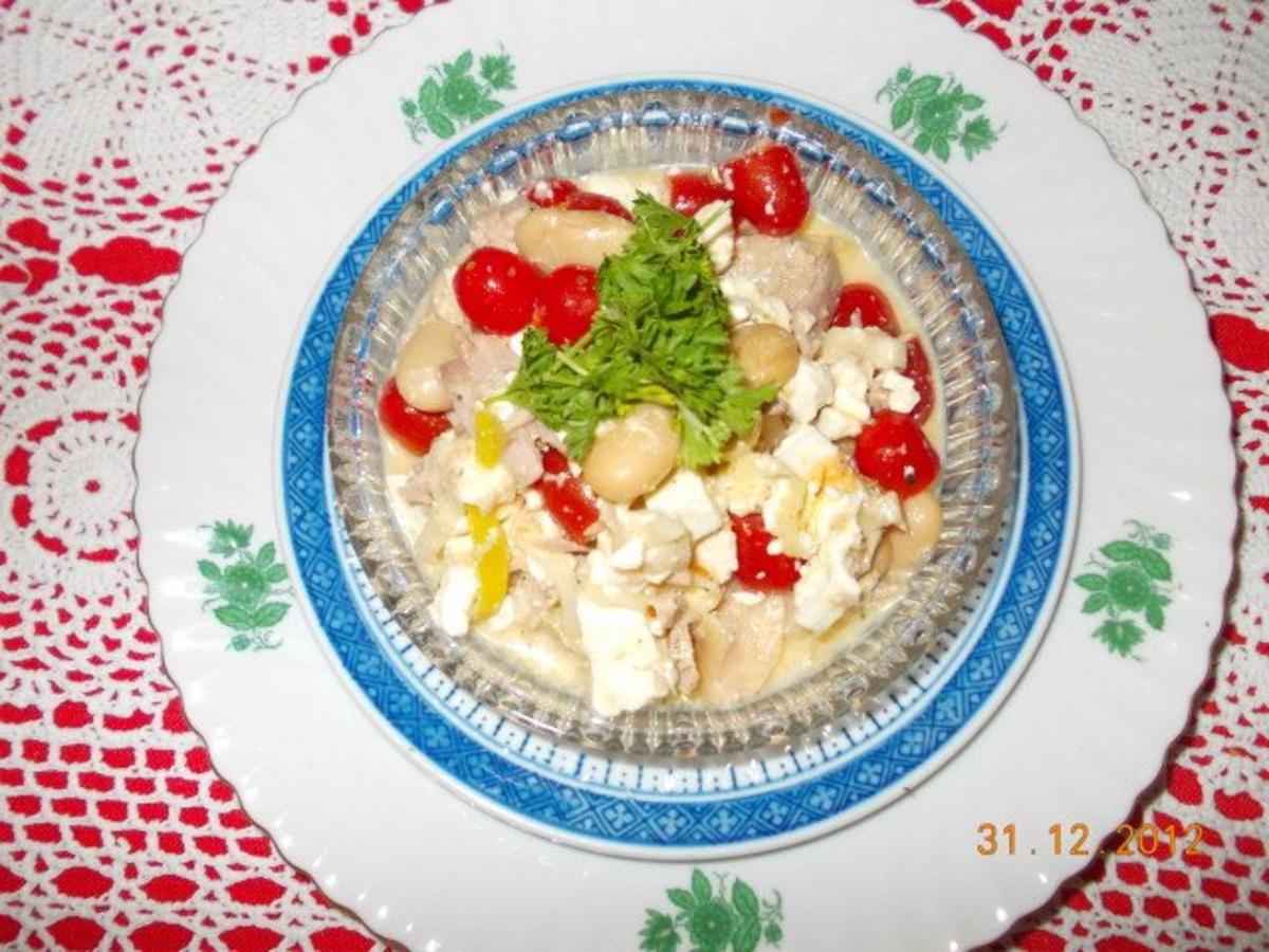 Thunfischsalat mit Bohnen +Fetakäse - Rezept