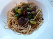 Schinken-Hasenfilet-Rosenkohlpfanne - Rezept