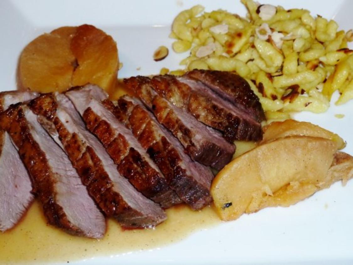 Entenbrust mit Vanille Quitten und Haselnuss Spätzle - einfach - von ...