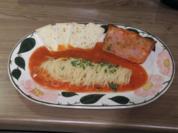 Rezept: Pasta : Spaghetti mit Tomatensoße dazu Pizza-Leberkäse oder groben Leberkäse Pasta : Spaghetti mit Tomatensoße dazu Pizza-Leberkäse oder groben Leberkäse - Rezept