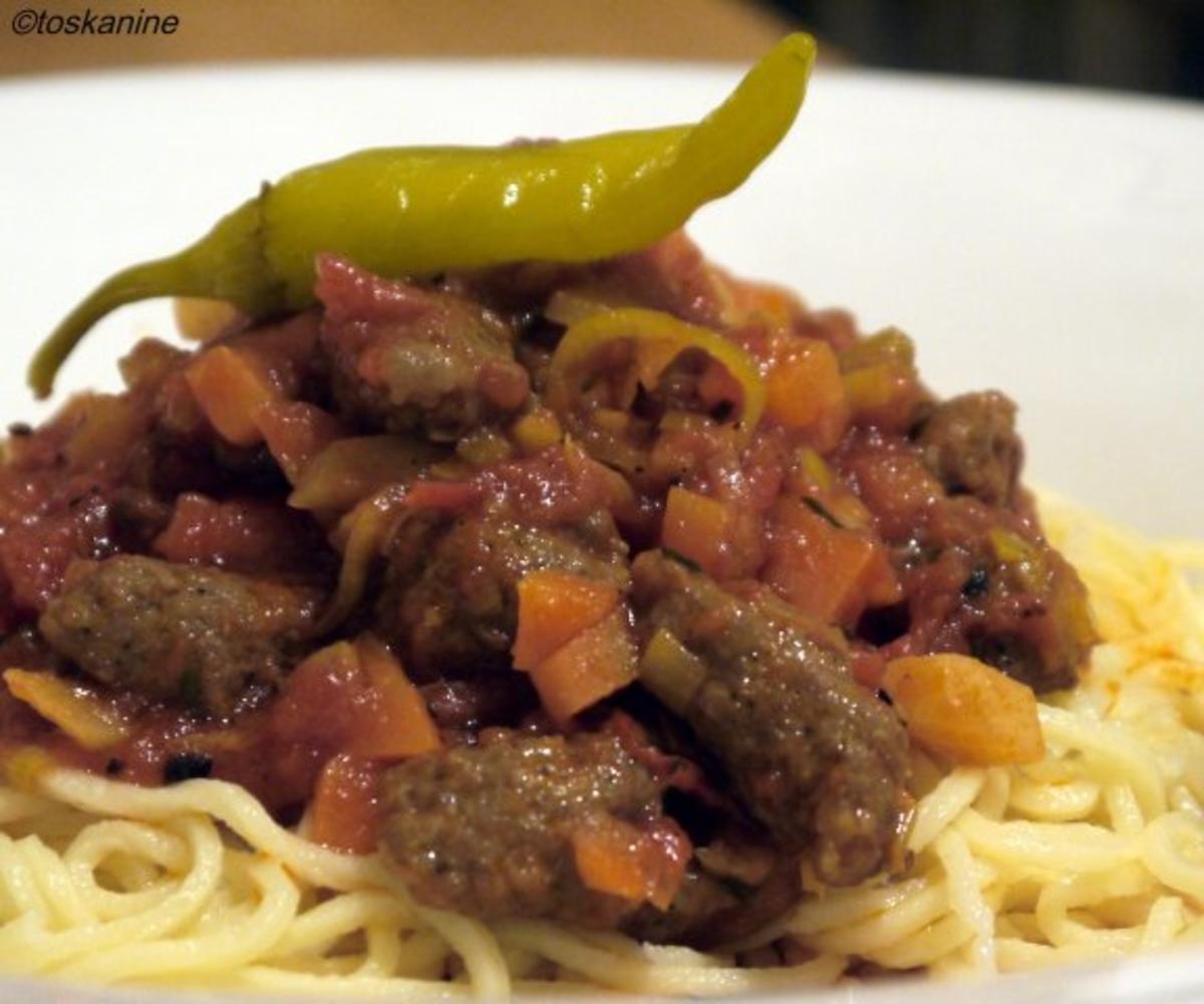 Bilder für Spaghetti mit Merguez-Tomaten-Sauce - Rezept