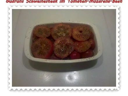 Rezept: Fleisch: Pikantes Schweinesteak im Tomaten-Mozarella-Nest Bild Nr. 6 Fleisch: Pikantes Schweinesteak im Tomaten-Mozarella-Nest - Rezept - Bild Nr. 6