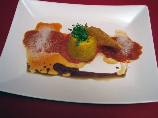 Rezept: Kürbisflan auf Tomatenspiegel Kürbisflan auf Tomatenspiegel - Rezept