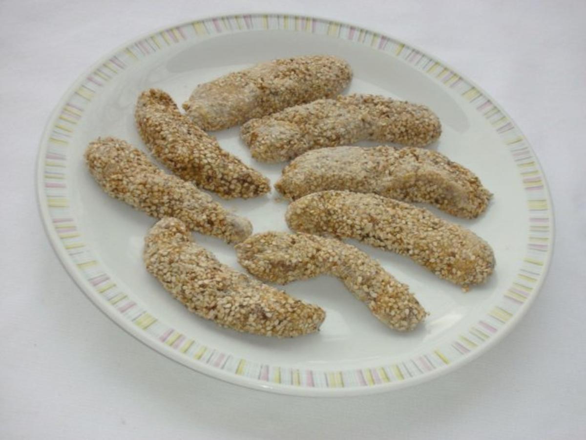 Marinierte Hähnchen-Streifen umhüllt von Sesampanade mit Fächerkartoffeln - Rezept - Bild Nr. 9