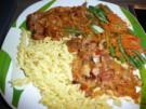 Schweinekamm-braten, Karotten & Prinzessbohnen & Nudeln - Rezept