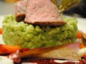 sanft gegarte Kalbshüfte/grünes Risotto/geschmelzter Radicchio Trevisiano - Rezept