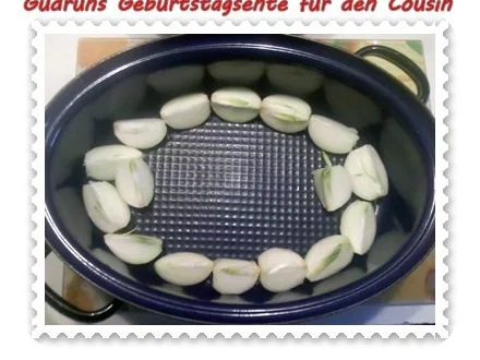 Geflügel: Kräuterschlemmerente mit Ofengemüse, Gorgonzolasoße und Klöße - Rezept - Bild Nr. 6