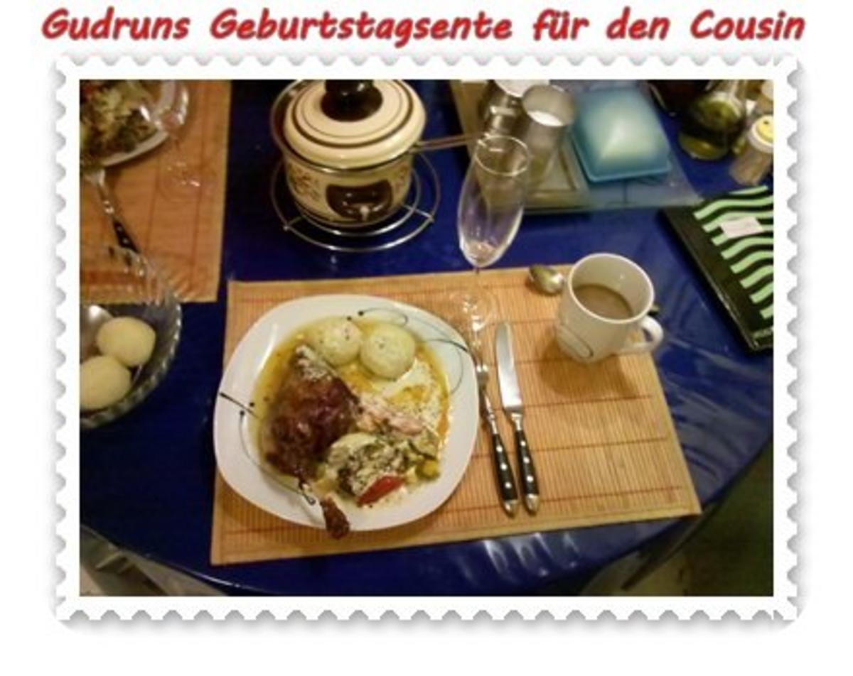 Geflügel: Kräuterschlemmerente mit Ofengemüse, Gorgonzolasoße und Klöße - Rezept - Bild Nr. 13