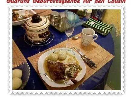 Geflügel: Kräuterschlemmerente mit Ofengemüse, Gorgonzolasoße und Klöße - Rezept - Bild Nr. 15