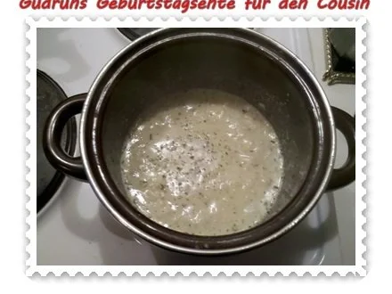 Geflügel: Kräuterschlemmerente mit Ofengemüse, Gorgonzolasoße und Klöße II - Rezept - Bild Nr. 3