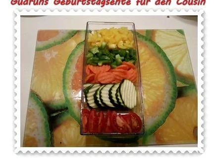 Geflügel: Kräuterschlemmerente mit Ofengemüse, Gorgonzolasoße und Klöße II - Rezept - Bild Nr. 4