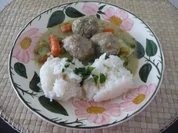 Hackfleisch : Hack - Klops an  Reis - Rezept