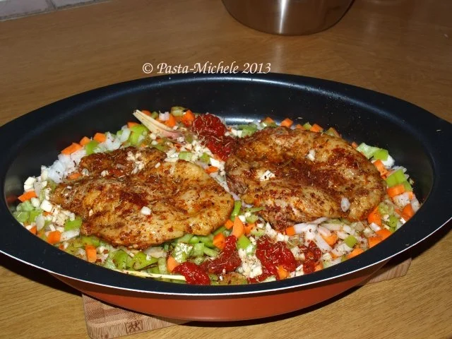 Rezept: Hähnchen scharf im Gemüsebett (baharatlı tavuk ve sebze) Bild Nr. 3 Hähnchen scharf im Gemüsebett (baharatlı tavuk ve sebze) - Rezept - Bild Nr. 3