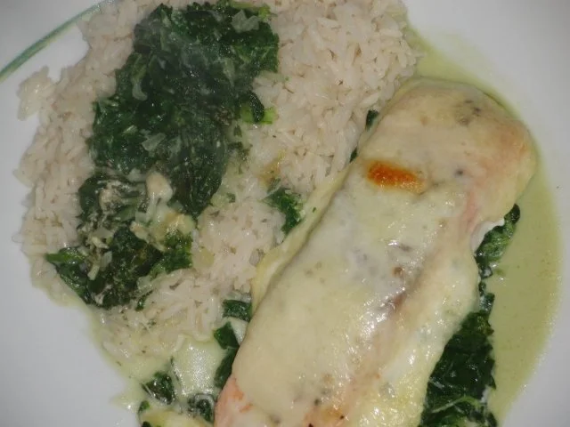 Fisch : Lachs auf Blatt-Spinat gedünstet (ohne Fix-Päckchen) - Rezept